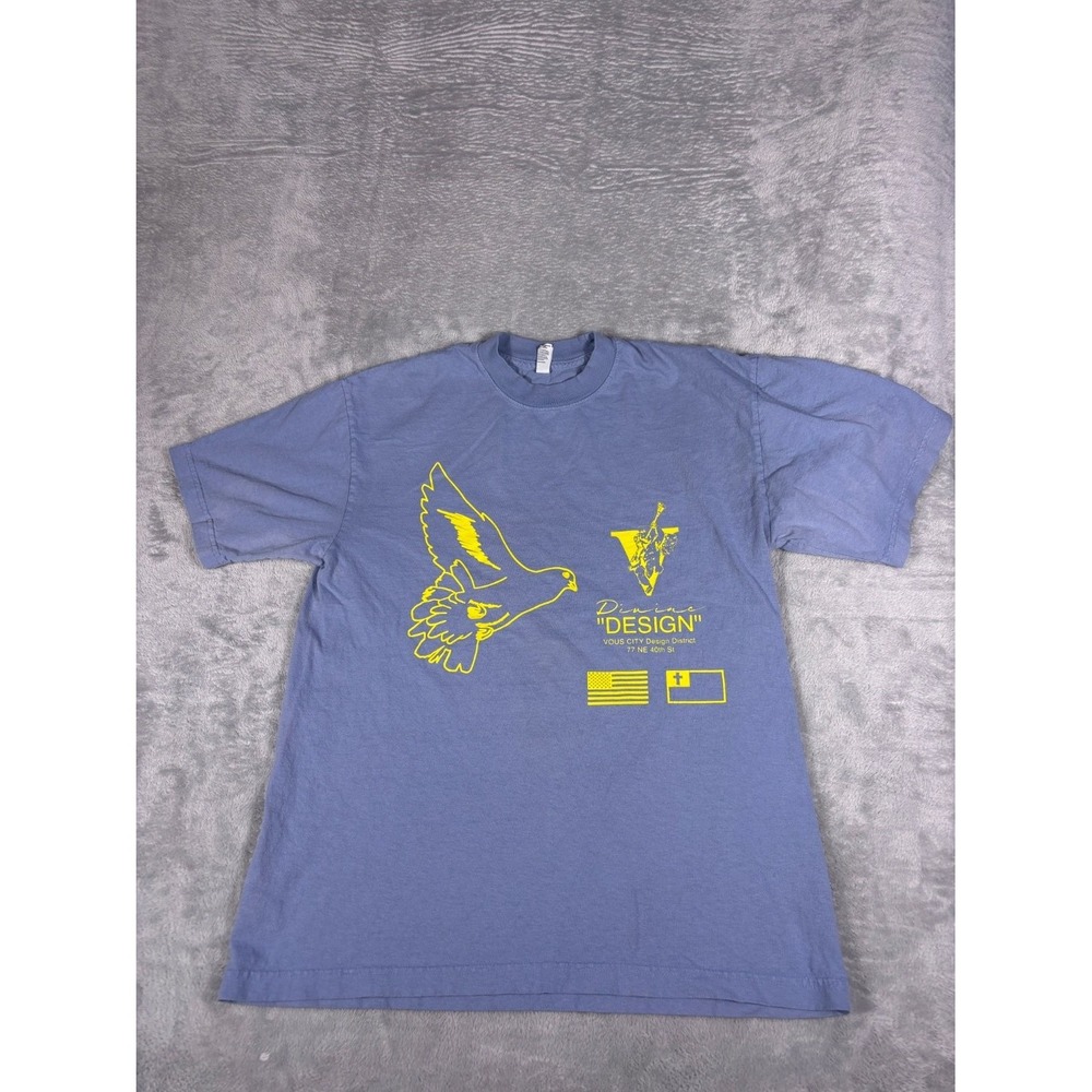 Vous Church Divine Design T Shirt Mens M Blue Los Angeles 6.5oz Heavy Preshrunk